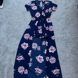 Miami Floral Maxi Romper - Navy Blue